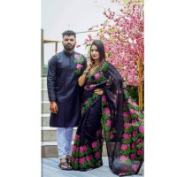 Couple Dress Saree and Panjabi Combo For Men and Women Fashion EC - 1253