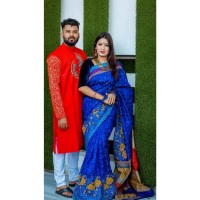 Couple Dress Saree and Panjabi Combo For Men and Women Fashion EC - 1255