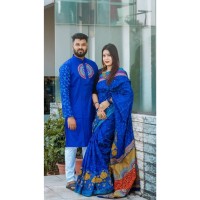 Couple Dress Saree and Panjabi Combo For Men and Women Fashion EC - 1258