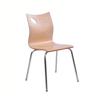Stainless Steel Dining Chair Fast Food Hotpot Restaurant Curved Wood Chair